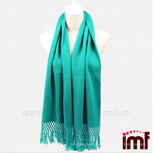 Hot Fashionable Solid Color Turquoise Knitted Kashmir Scarf Shawls for Women